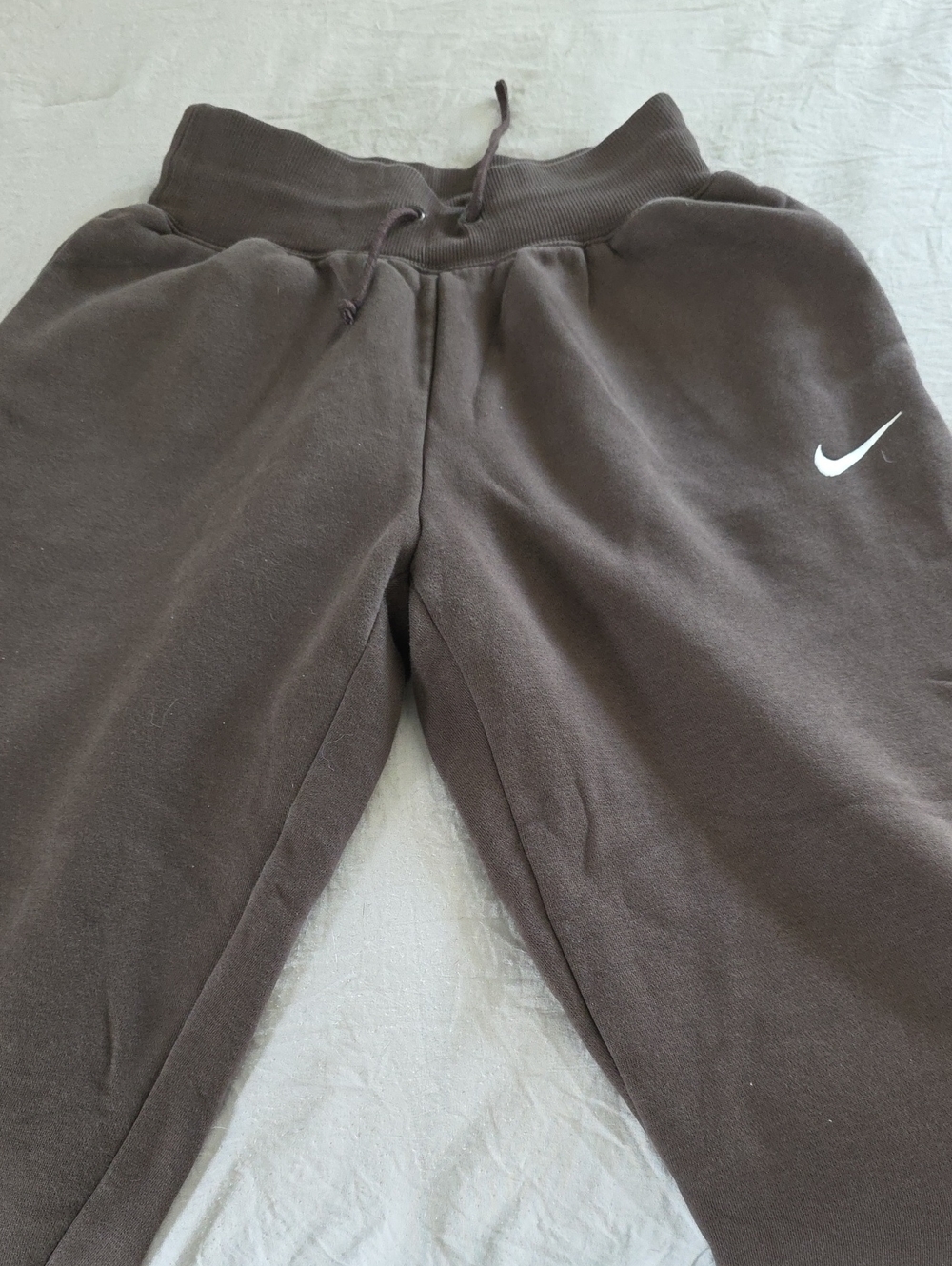 Nike Womens Dark Brown Fleece Joggers with White Swoosh